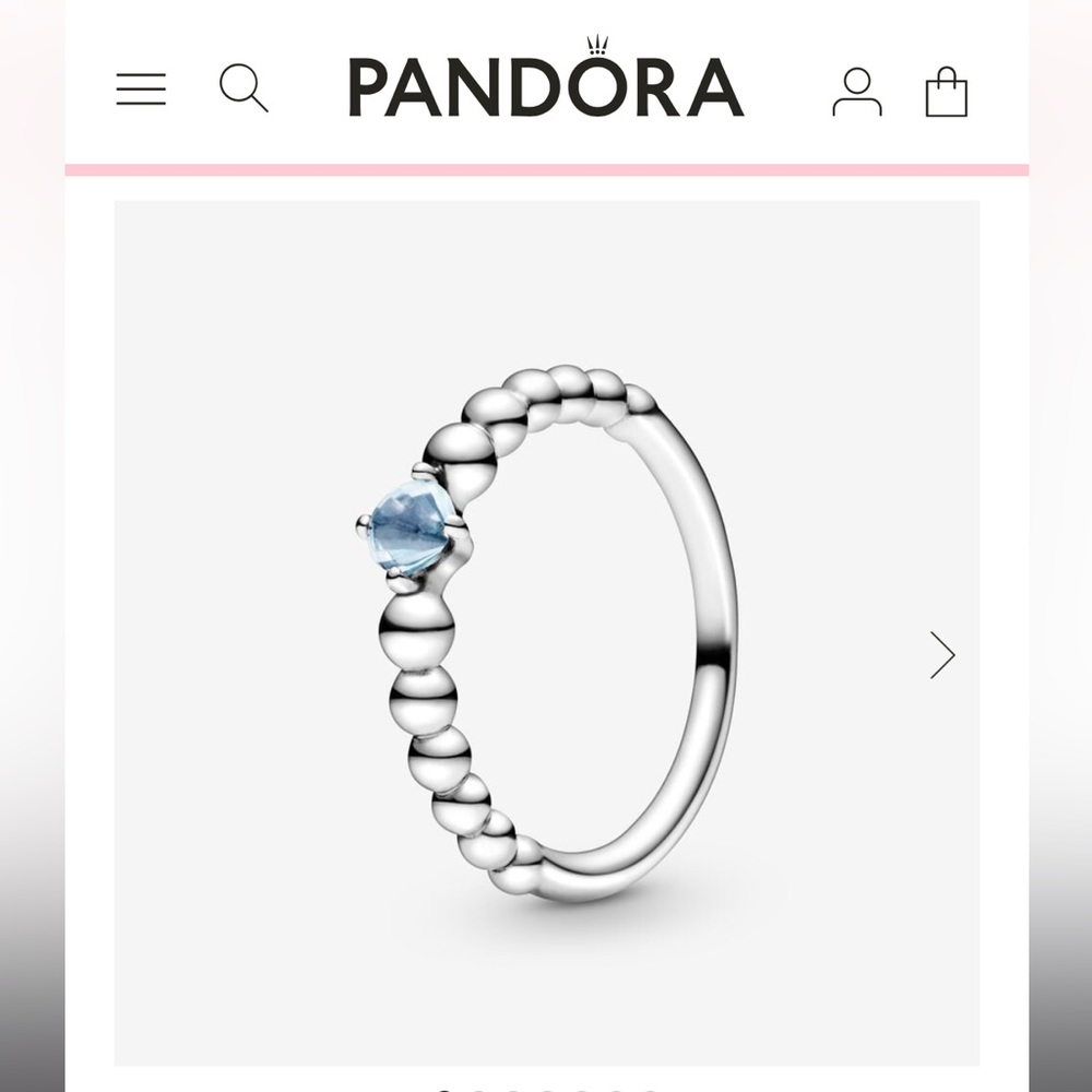 March Aqua Blue Beaded Ring | PANDORA